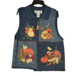Tiara Zip Front Sweater Vest Fall Autumn  Embellished Cute Women's Size XL